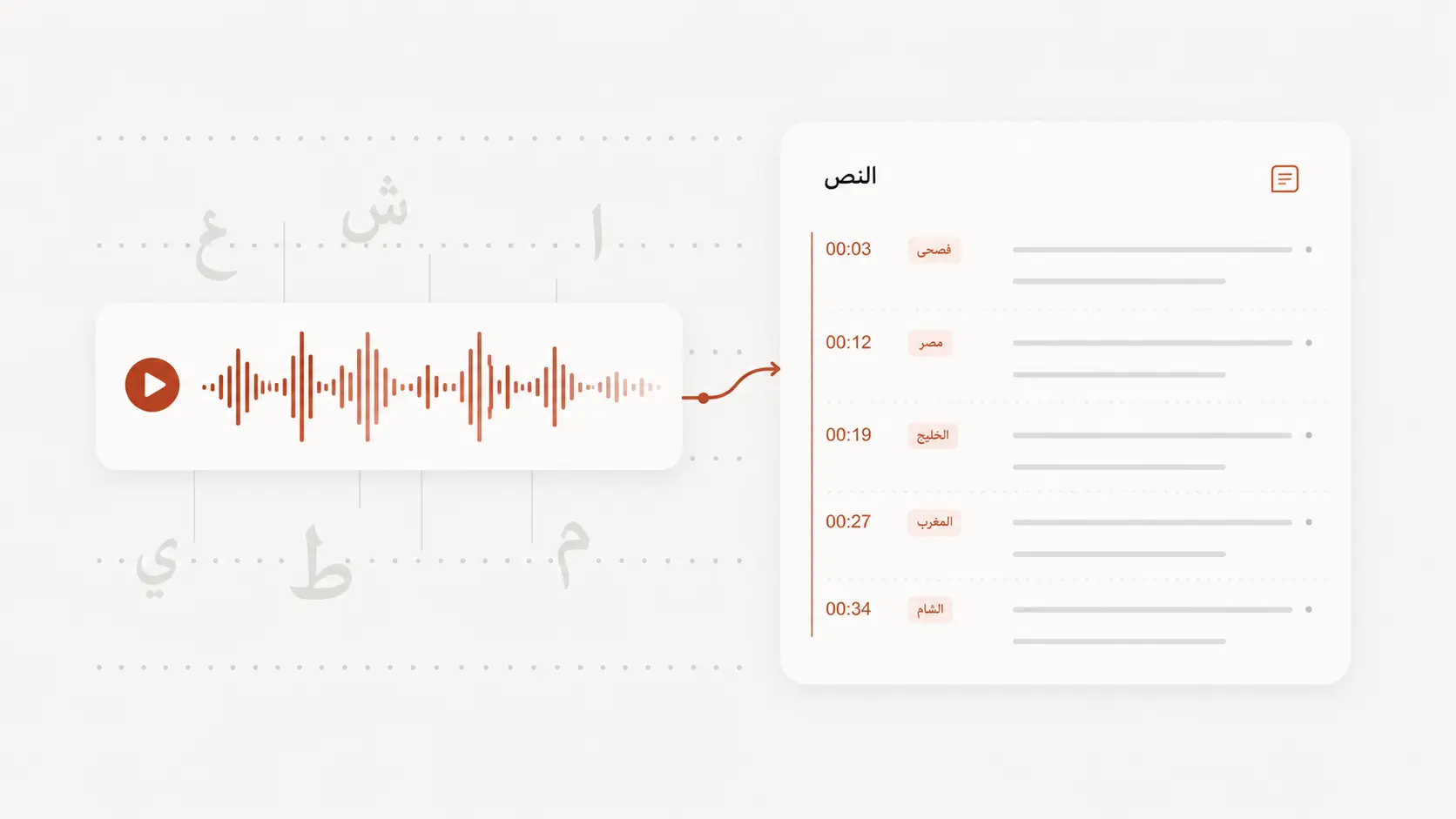 Upload Arabic audio or video to create an editable transcript