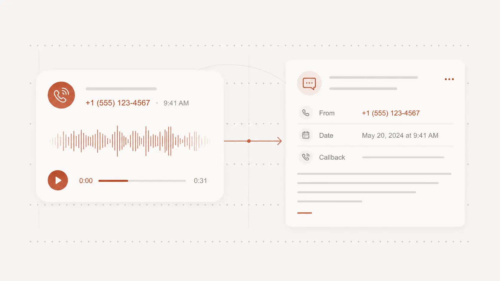 Upload a voicemail recording to convert it to text