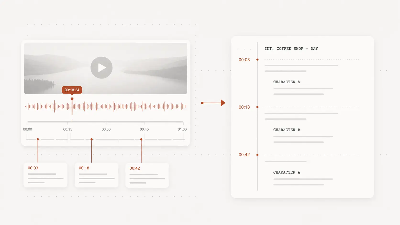 Upload film footage to create a transcript